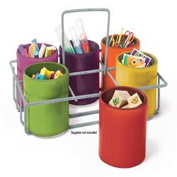 Image for Sensational Classroom 6-Cup Wire Caddy, 10-1/2 x 7-1/2 Inches, Assorted Colors, 1 Set of 6 Cups from School Specialty