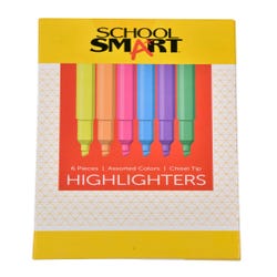 Image for School Smart Pen Style Highlighters, Chisel Tip, Assorted Colors, Pack of 6 from School Specialty