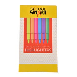 School Smart Pen Style Highlighters, Chisel Tip, Assorted Colors, Pack of 6 Item Number 1298145