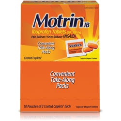Image for McNeil Motrin Ibuprofen Pain Reliever, Pack of 2, 50 Pack/Box from School Specialty