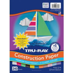 Tru-Ray Sulphite Construction Paper, 9 x 12 Inches, Assorted Colors, 240 Sheets Item Number 1439765