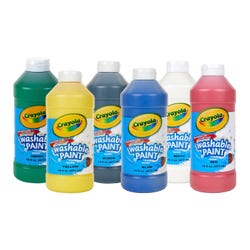 Crayola Washable Paint, Pint, Assorted Brilliant Colors, Set of 6 Item Number 1428988