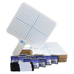 Image for Flipside Two Sided Rectangle Graph/Blank Dry Erase Paddles, Pens, Erasers, Set of 36 Pieces from School Specialty