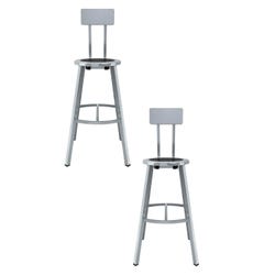 National Public Seating Titan Stool, Black Steel Seat, 30 Inch Fixed Height, Backrest, Gray Frame, Item Number 2104717