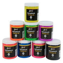 Image for Sax Versablock Block Printing Ink, 8 Ounces, Assorted Fluorescent Colors, Set of 8 from School Specialty