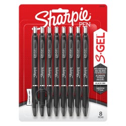 Image for Sharpie S-Gel, Gel Pens, Medium Point, 0.7mm, Black, Pack of 8 from School Specialty