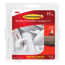 Command Large Utility Hooks And Adhesive Strips, White