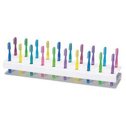 Image for School Health Classroom Toothbrush Rack, 20 Holes, White from School Specialty