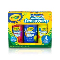 Image for Crayola Washable Bold Finger Paint, Half Pint, Assorted Primary Colors, Set of 3 from School Specialty