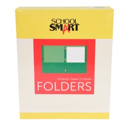 Image for School Smart 2-Pocket Folders with Fasteners, Green, Pack of 25 from School Specialty