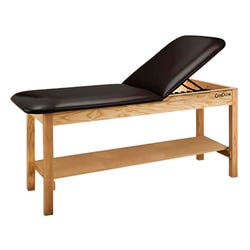 Image for CanDo® Treatment Table w/ Adjustable Back & Shelf, 27 x 72 x 31 Inches, Natural Wood/Black Upholstery from School Specialty