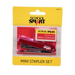 Image for School Smart Mini Stapler Set with 500 Staples, 20 Sheet Capacity, Red from School Specialty