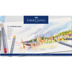 Faber-Castell Goldfaber Aqua Watercolor Pencils in Tin, Assorted Colors, Set of 36 Item Number 2001616