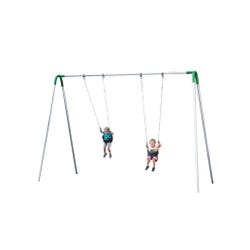Image for UltraPlay Bipod Single Bay Swing, Galvanized Frame, 2 Tot Seats, Green Yoke Connectors, 102 x 96 x 96 inches from School Specialty