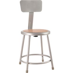 Image for National Public Seating Heavy Duty Steel Stool With Backrest, 18 Inch, Gray from School Specialty