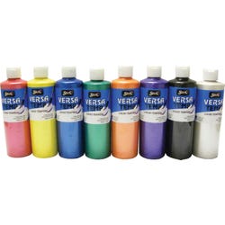 Sax Versatemp Heavy-Bodied Tempera Paint, 1 Pint Bottles, Assorted Pearlescent Colors, Set of 8 Item Number 1440733