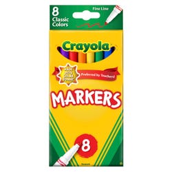 Image for Crayola Markers, Fine Line, Assorted Classic Colors, Set of 8 from School Specialty