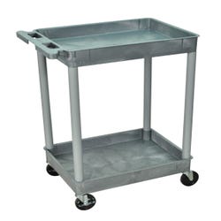 Image for Luxor 2-Shelves Multi-Purpose Utility Tub Cart with 2 Tubs, 24 x 18 x 37-1/2 Inches, HDPE, Gray, 4 Wheel from School Specialty
