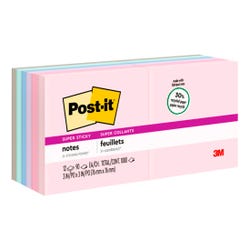 Post-it Super Sticky Recycled Paper Notes, 3 x 3 Inches, Wanderlust Pastels Colors, Pad of 90 Sheets, Pack of 12 Item Number 1272312