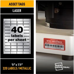 Image for Avery PermaTrack Metallic Asset Tag Labels, 3/4 x 1-1/2 Inches, Glossy Silver, Pack of 320 from School Specialty
