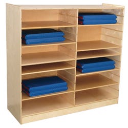 Image for Wood Designs Wheeled Nap Storage Center with Casters, 12 Shelves for 2-Inch Mats, 53 x 18 x 54 Inches from School Specialty