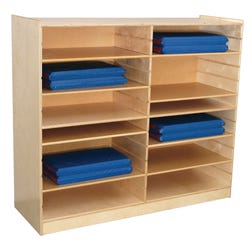 Image for Wood Designs Wheeled Nap Storage Center with Casters, 12 Shelves for 2-Inch Mats, 53 x 18 x 54 Inches from School Specialty
