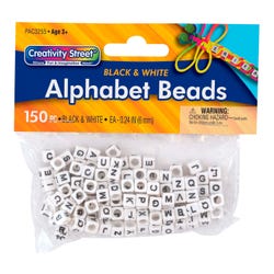 Image for Creativity Street Alphabet Beads, Black and White, 6mm, Set of 150 from School Specialty