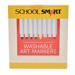 Image for School Smart Washable Markers, Conical Tip, Assorted Colors, Pack of 8 from School Specialty