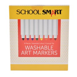 School Smart Washable Markers, Conical Tip, Assorted Colors, Pack of 8 Item Number 085116