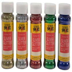 Image for School Smart Sliver Craft Glitter, 2 Ounce Jar, Assorted Colors, Set of 5 from School Specialty