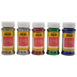 Image for School Smart Sliver Craft Glitter, 2 Ounce Jar, Assorted Colors, Set of 5 from School Specialty