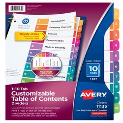 Image for Avery Ready Index Dividers, 10 Tab, 1-10, Assorted Colors, 1 Set from School Specialty