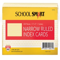 Image for School Smart Ruled Index Cards, 3 x 5 Inches, Canary Yellow, Pack of 100 from School Specialty