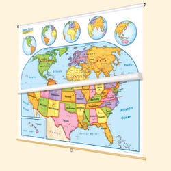 Image for Nystrom First Roller Unites States and World Wall Map Set from School Specialty