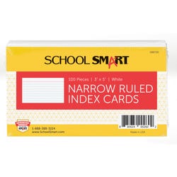 School Smart Ruled Index Cards, 3 x 5 Inches, White, Pack of 100 Item Number 088706