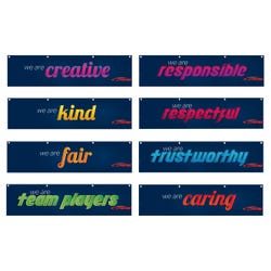 Image for Sportime Character Education Hanging Banners, Blue, Set of 8 from School Specialty