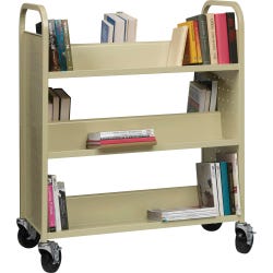 Image for Lorell Double-sided 6-shelf Book Cart, Slanted, 36 x 19 x 46 Inches, Putty from School Specialty