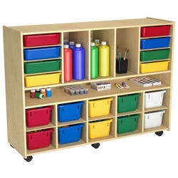 Image for Childcraft Multi-Compartment Storage Cubby Unit, 10 Primary Color Trays, 8 Flat Trays, 47-3/4 x 14-1/4 x 36 Inches from School Specialty