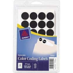 Image for Avery Printable Color Coding Labels, 3/4 Inch Diameter, Black, Pack of 1008 from School Specialty