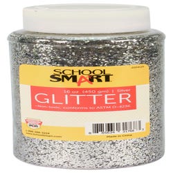 Image for School Smart Craft Glitter, 1 Pound Jar, Silver from School Specialty