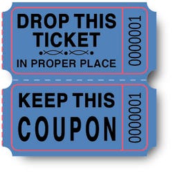 Premier Southern Ticket Double Roll Ticket, 2 x 2 inches, Blue, Pack of 2000, Item Number 1514770