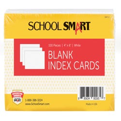 School Smart Unruled Index Cards, 4 x 6 Inches, White, Pack of 100 Item Number 088712