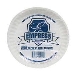 Image for Empress Uncoated Paper Plate, 9 Inches, White, Case of 1200 from School Specialty