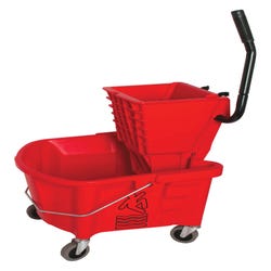 Image for Genuine Joe Mop Bucket/Wringer Combo, 26 Quart, Plastic Bucket/Steel Handle, Red from School Specialty