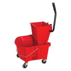 Image for Genuine Joe Mop Bucket/Wringer Combo, 26 Quart, Plastic Bucket/Steel Handle, Red from School Specialty