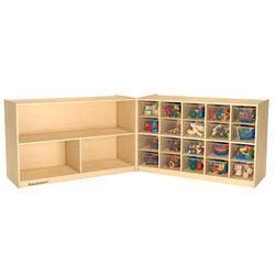 Childcraft Mobile Hide-Away Cabinet, 20 Clear Trays, 47-3/4 x 26 x 30 Inches, Item Number 1537079