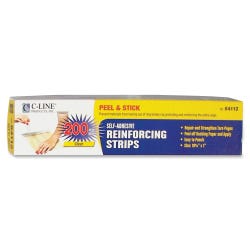 Image for C-Line Self-Adhesive Reinforcing Strips, 10-3/4 x 1 Inches, Clear, Pack of 200 from School Specialty