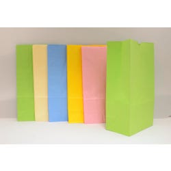 School Smart Flat Bottom Paper Bag, 6 x 11 Inches, Assorted Pastel Color, Pack of 28 085624