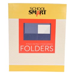 School Smart 2-Pocket Folders with No Brads, Dark Blue, Pack of 25 Item Number 084899