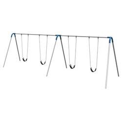 Image for UltraPlay Bipod Double Bay Swing Galvanized Frame, 4 Strap Seats, Blue Yoke Connectors, 198 x 96 x 96 inches from School Specialty